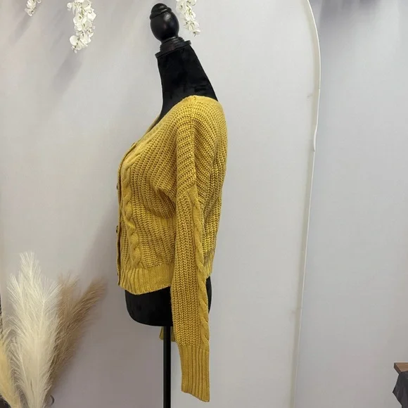 Moon & Madison Yellow Cable Knit Sweater - Picture 2 of 4